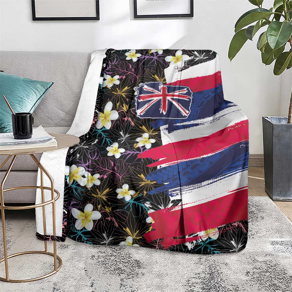 Hawaiian Flag Day Blanket Tropical Flowers and Leaves