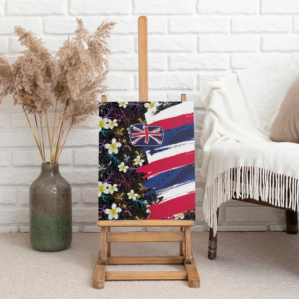Hawaiian Flag Day Canvas Wall Art Tropical Flowers and Leaves