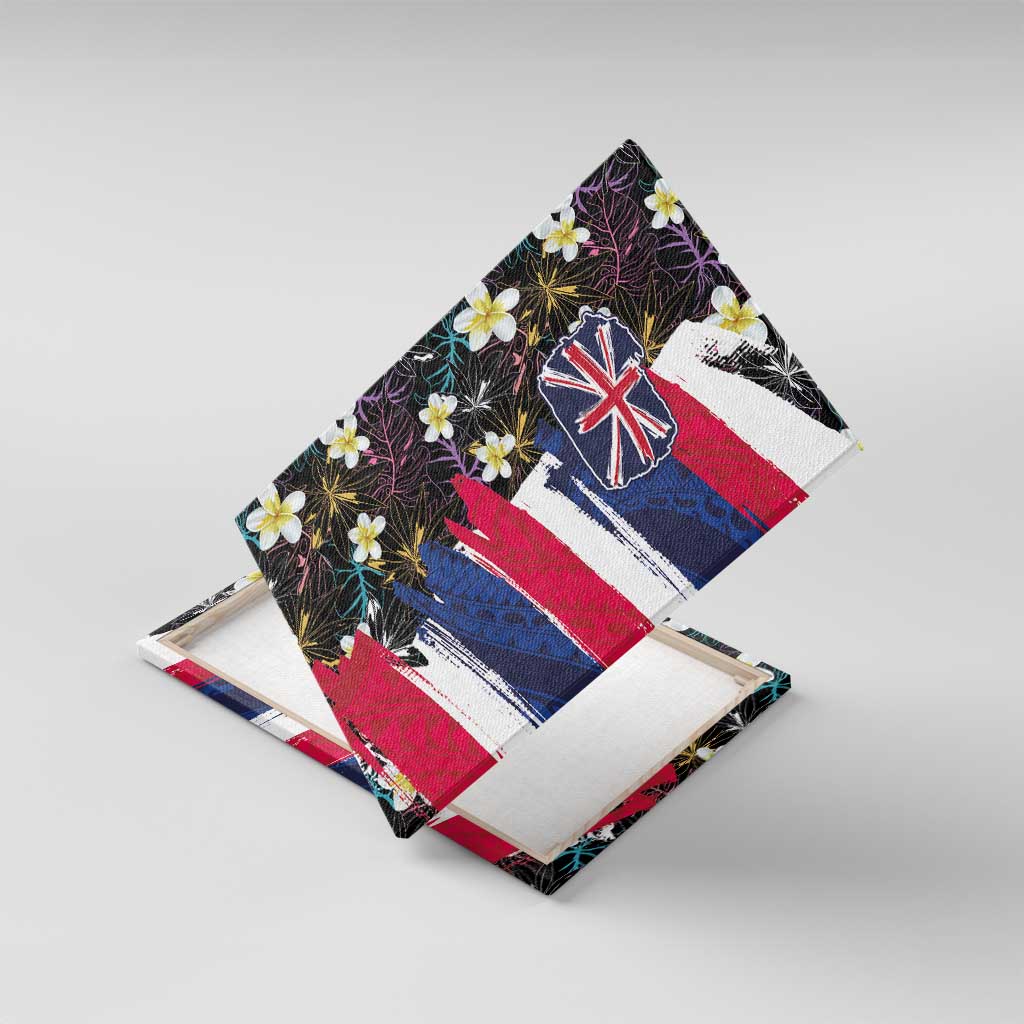 Hawaiian Flag Day Canvas Wall Art Tropical Flowers and Leaves