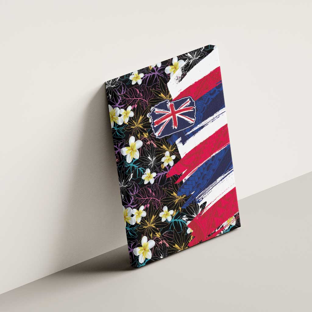 Hawaiian Flag Day Canvas Wall Art Tropical Flowers and Leaves