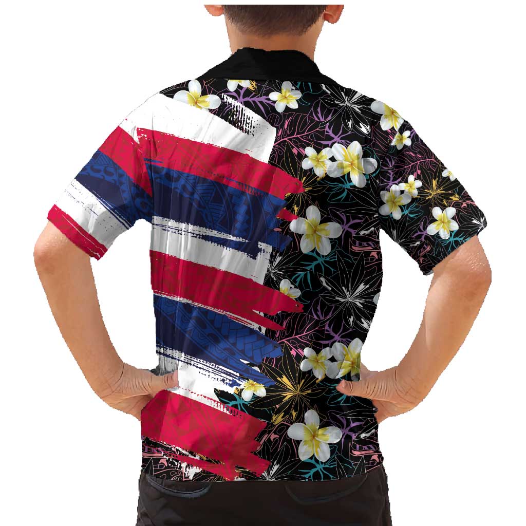 Hawaiian Flag Day Family Matching Mermaid Dress and Hawaiian Shirt Tropical Flowers and Leaves