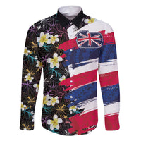 Hawaiian Flag Day Family Matching Mermaid Dress and Hawaiian Shirt Tropical Flowers and Leaves