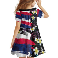 Hawaiian Flag Day Family Matching Off Shoulder Maxi Dress and Hawaiian Shirt Tropical Flowers and Leaves