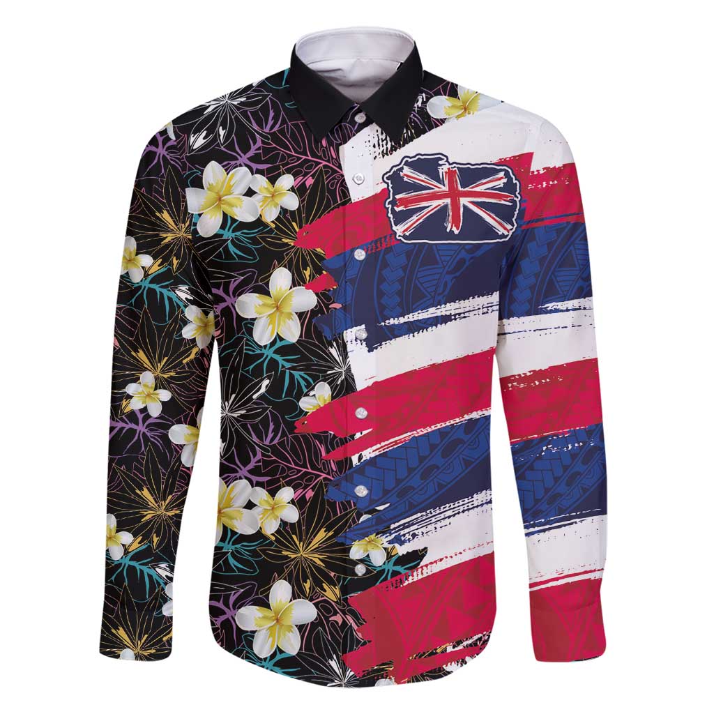 Hawaiian Flag Day Family Matching Off Shoulder Maxi Dress and Hawaiian Shirt Tropical Flowers and Leaves