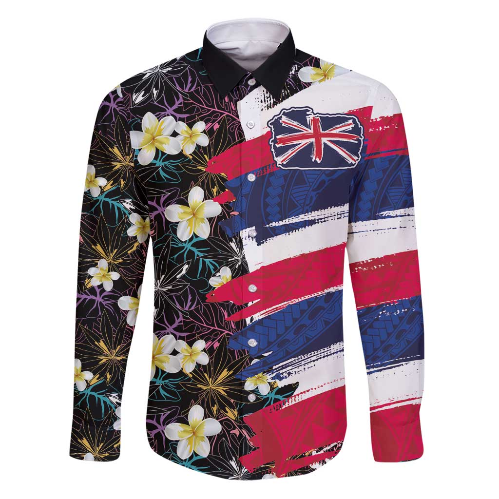 Hawaiian Flag Day Family Matching Puletasi and Hawaiian Shirt Tropical Flowers and Leaves