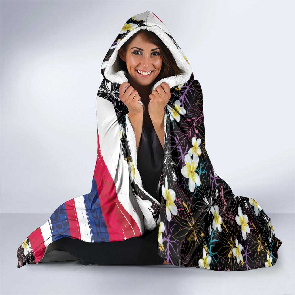 Hawaiian Flag Day Hooded Blanket Tropical Flowers and Leaves LT03 - Polynesian Pride