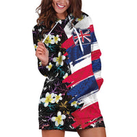 Hawaiian Flag Day Hoodie Dress Tropical Flowers and Leaves
