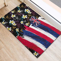 Hawaiian Flag Day Rubber Doormat Tropical Flowers and Leaves LT03 - Polynesian Pride