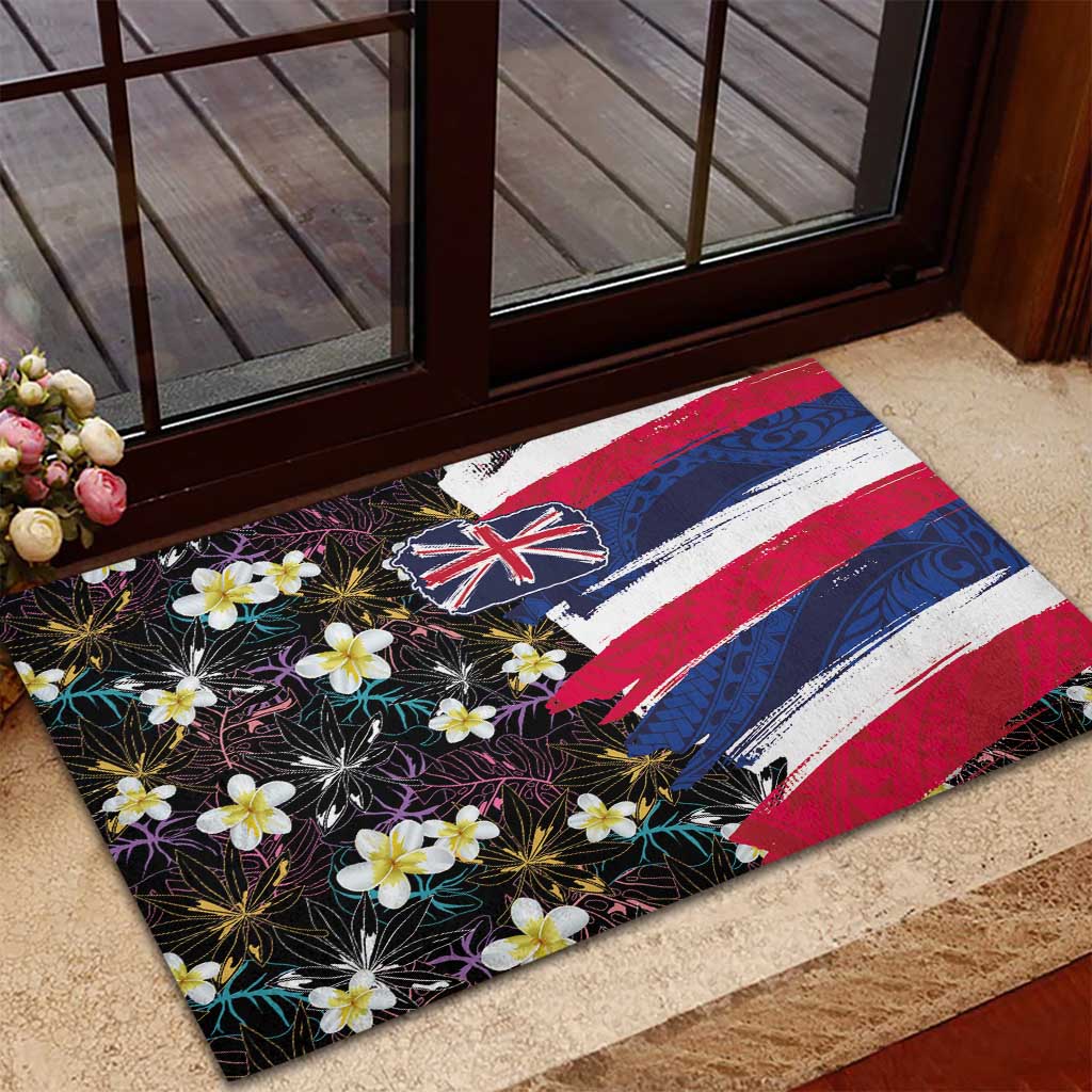 Hawaiian Flag Day Rubber Doormat Tropical Flowers and Leaves LT03 - Polynesian Pride