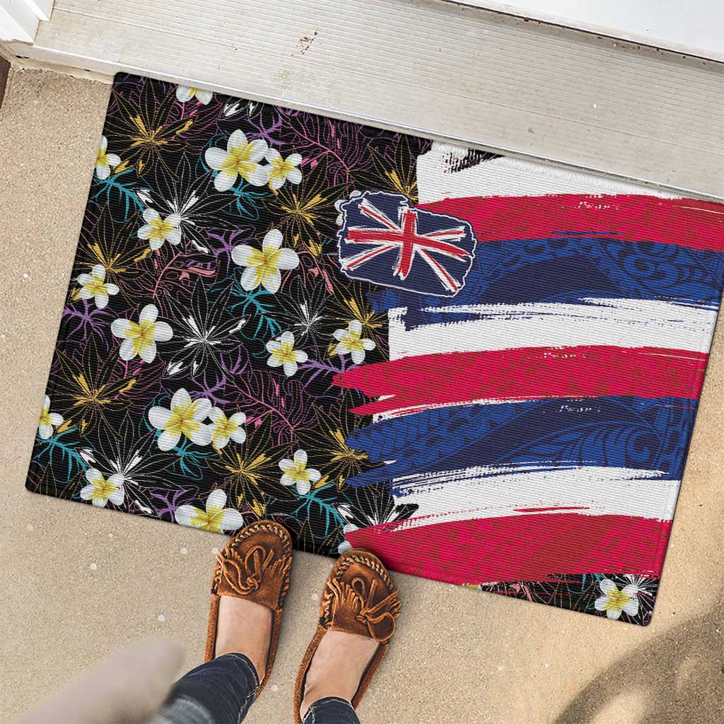 Hawaiian Flag Day Rubber Doormat Tropical Flowers and Leaves LT03 - Polynesian Pride