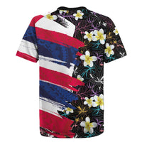 Hawaiian Flag Day Rugby Jersey Tropical Flowers and Leaves