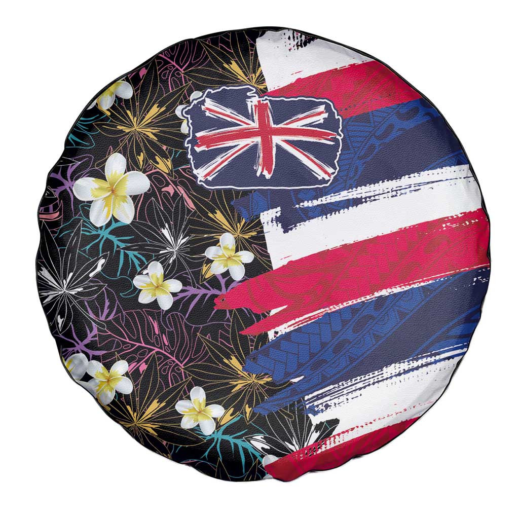 Hawaiian Flag Day Spare Tire Cover Tropical Flowers and Leaves