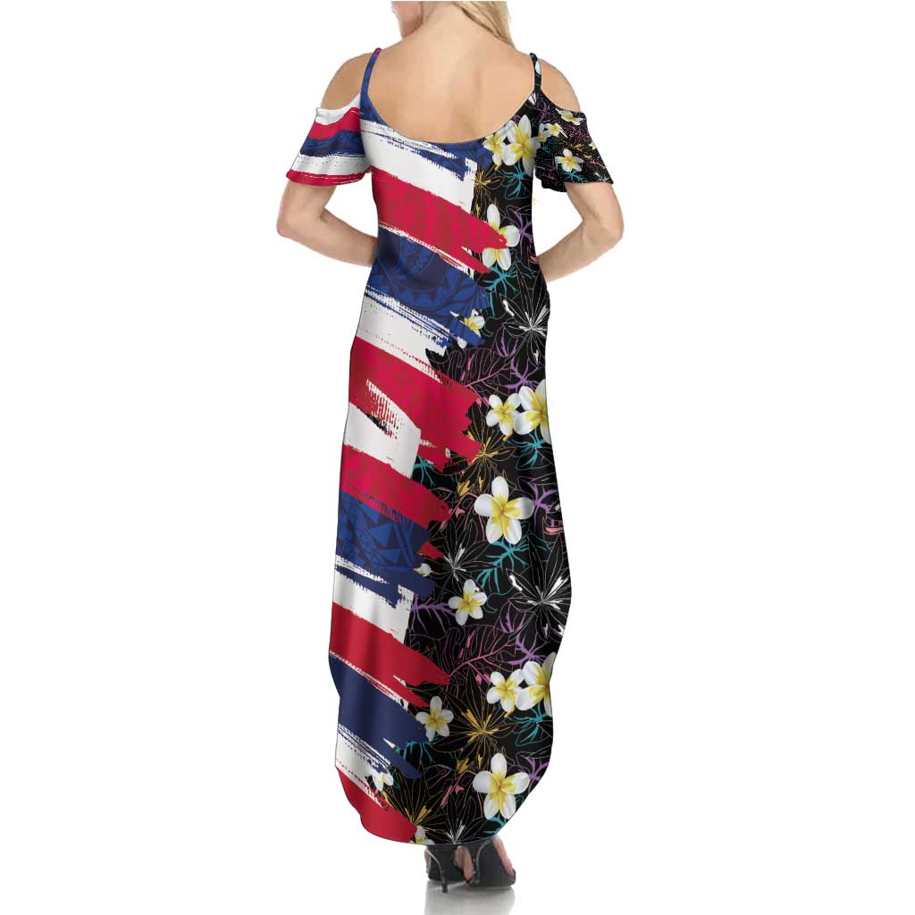Hawaiian Flag Day Summer Maxi Dress Tropical Flowers and Leaves LT03 - Polynesian Pride