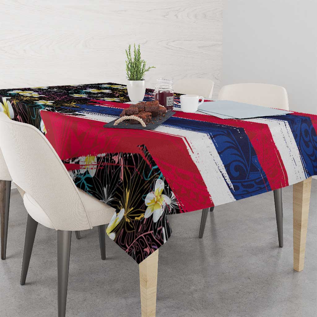 Hawaiian Flag Day Tablecloth Tropical Flowers and Leaves