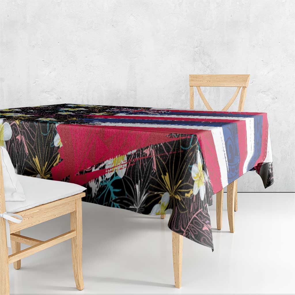 Hawaiian Flag Day Tablecloth Tropical Flowers and Leaves