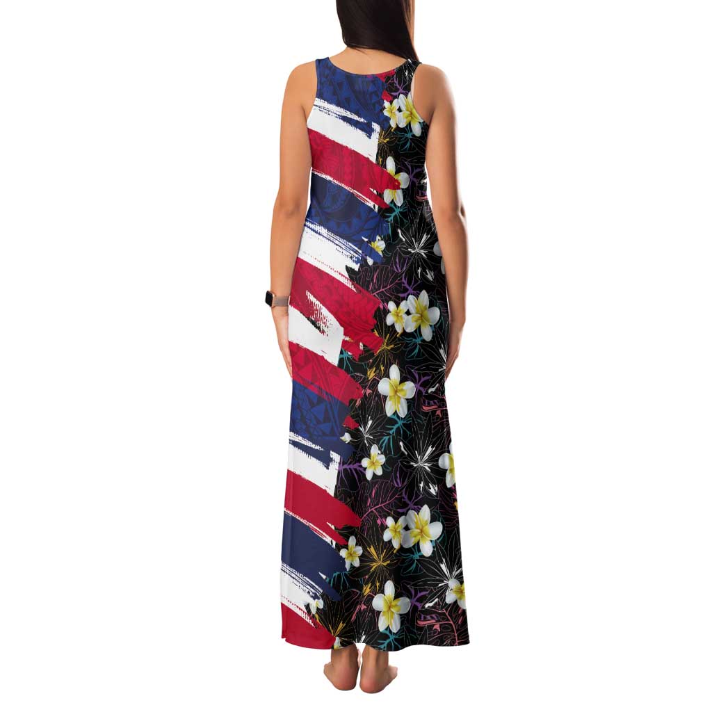 Hawaiian Flag Day Tank Maxi Dress Tropical Flowers and Leaves LT03 - Polynesian Pride