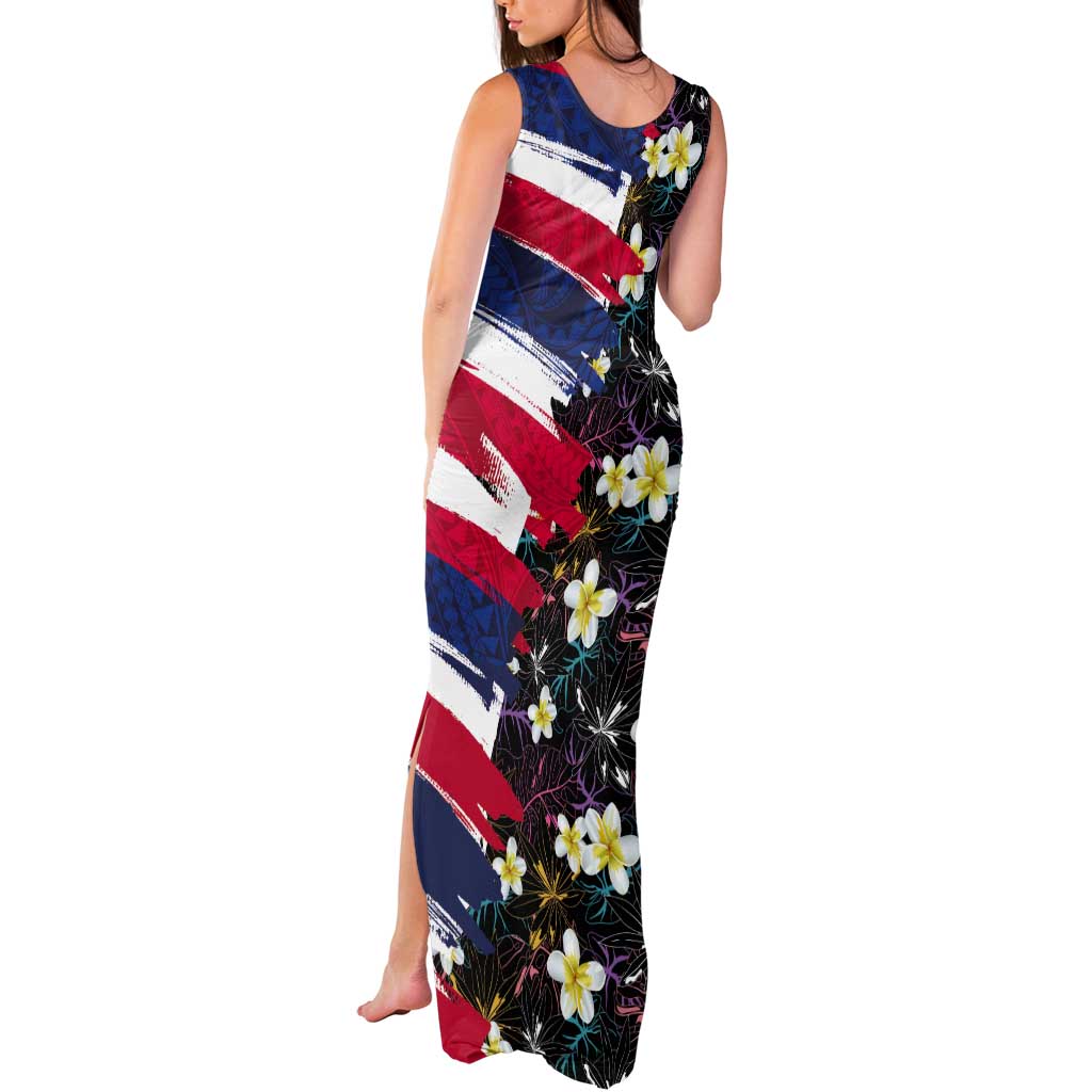 Hawaiian Flag Day Tank Maxi Dress Tropical Flowers and Leaves LT03 - Polynesian Pride