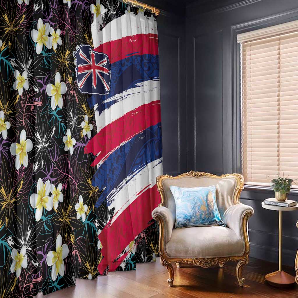 Hawaiian Flag Day Window Curtain Tropical Flowers and Leaves