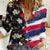 Hawaiian Flag Day Women Casual Shirt Tropical Flowers and Leaves