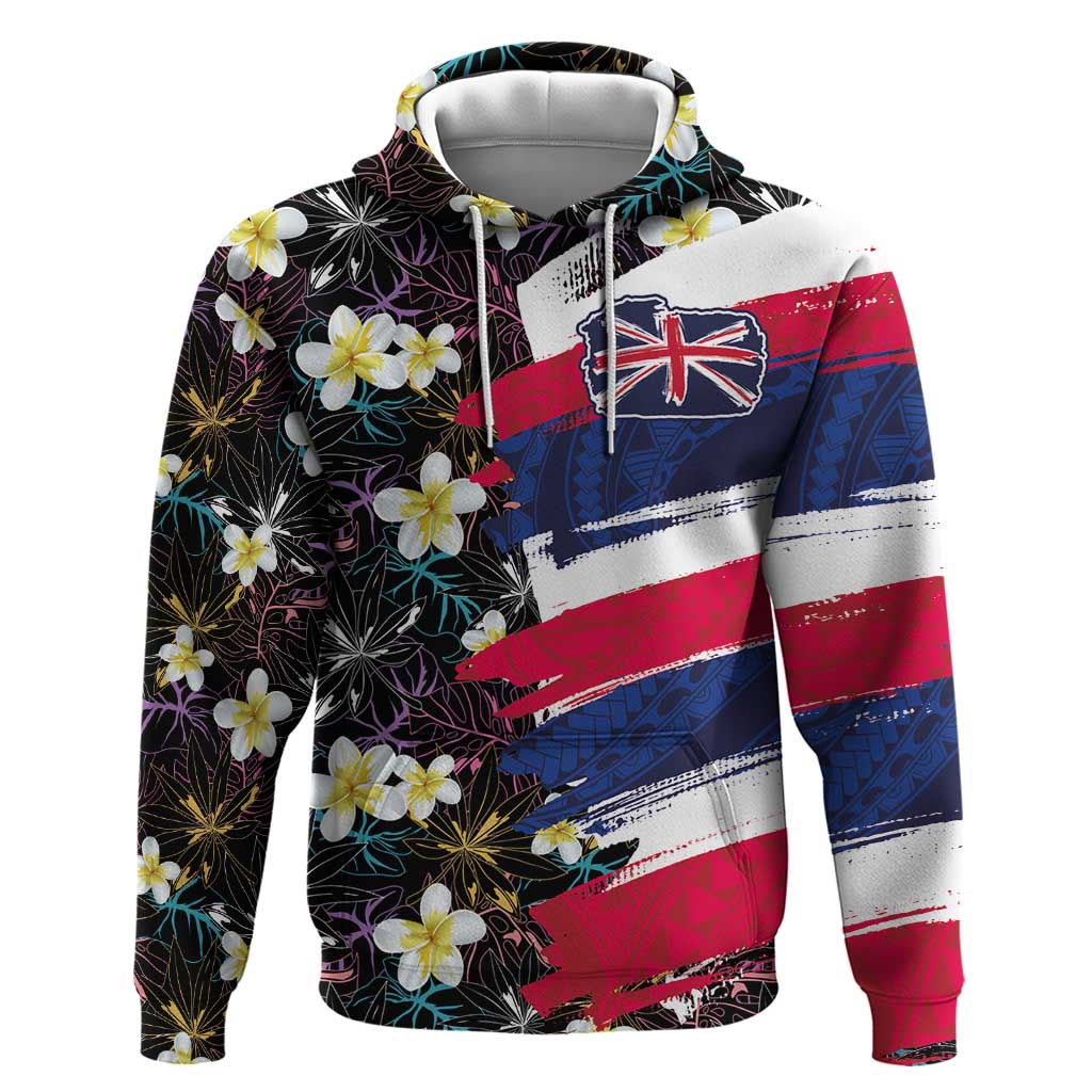 Hawaiian Flag Day Zip Hoodie Tropical Flowers and Leaves