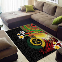 Vanuatu and Papua New Guinea Together Area Rug Bird-of-paradise and Pig Tusk Melanesian Pattern