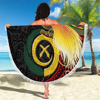 Vanuatu and Papua New Guinea Together Beach Blanket Bird-of-paradise and Pig Tusk Melanesian Pattern