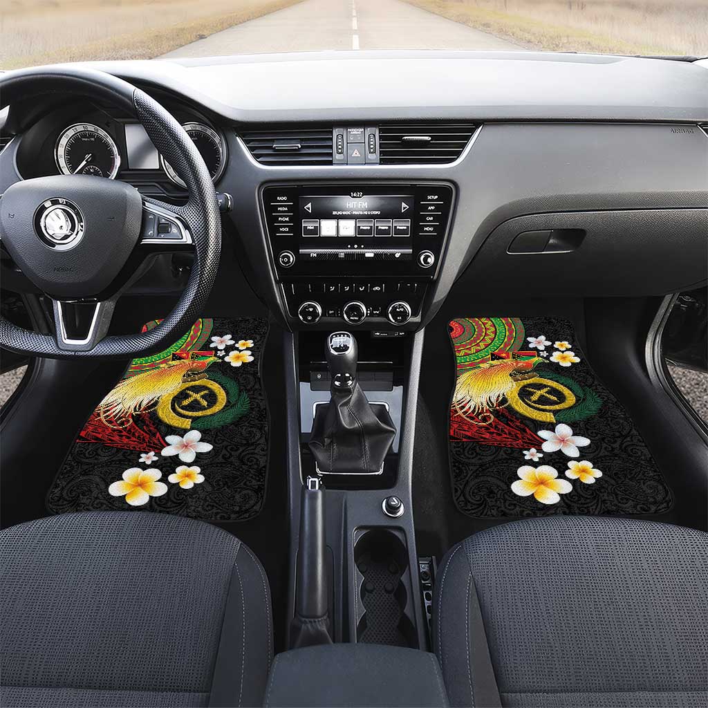 Vanuatu and Papua New Guinea Together Car Mats Bird-of-paradise and Pig Tusk Melanesian Pattern