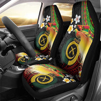 Vanuatu and Papua New Guinea Together Car Seat Cover Bird-of-paradise and Pig Tusk Melanesian Pattern