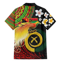 Vanuatu and Papua New Guinea Together Family Matching Mermaid Dress and Hawaiian Shirt Bird-of-paradise and Pig Tusk Melanesian Pattern