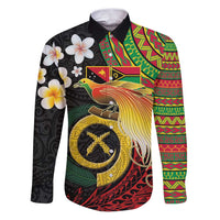 Vanuatu and Papua New Guinea Together Family Matching Puletasi and Hawaiian Shirt Bird-of-paradise and Pig Tusk Melanesian Pattern