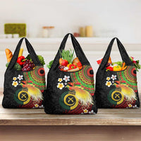 Vanuatu and Papua New Guinea Together Grocery Bag Bird-of-paradise and Pig Tusk Melanesian Pattern