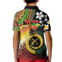 Vanuatu and Papua New Guinea Together Kid Polo Shirt Bird-of-paradise and Pig Tusk Melanesian Pattern