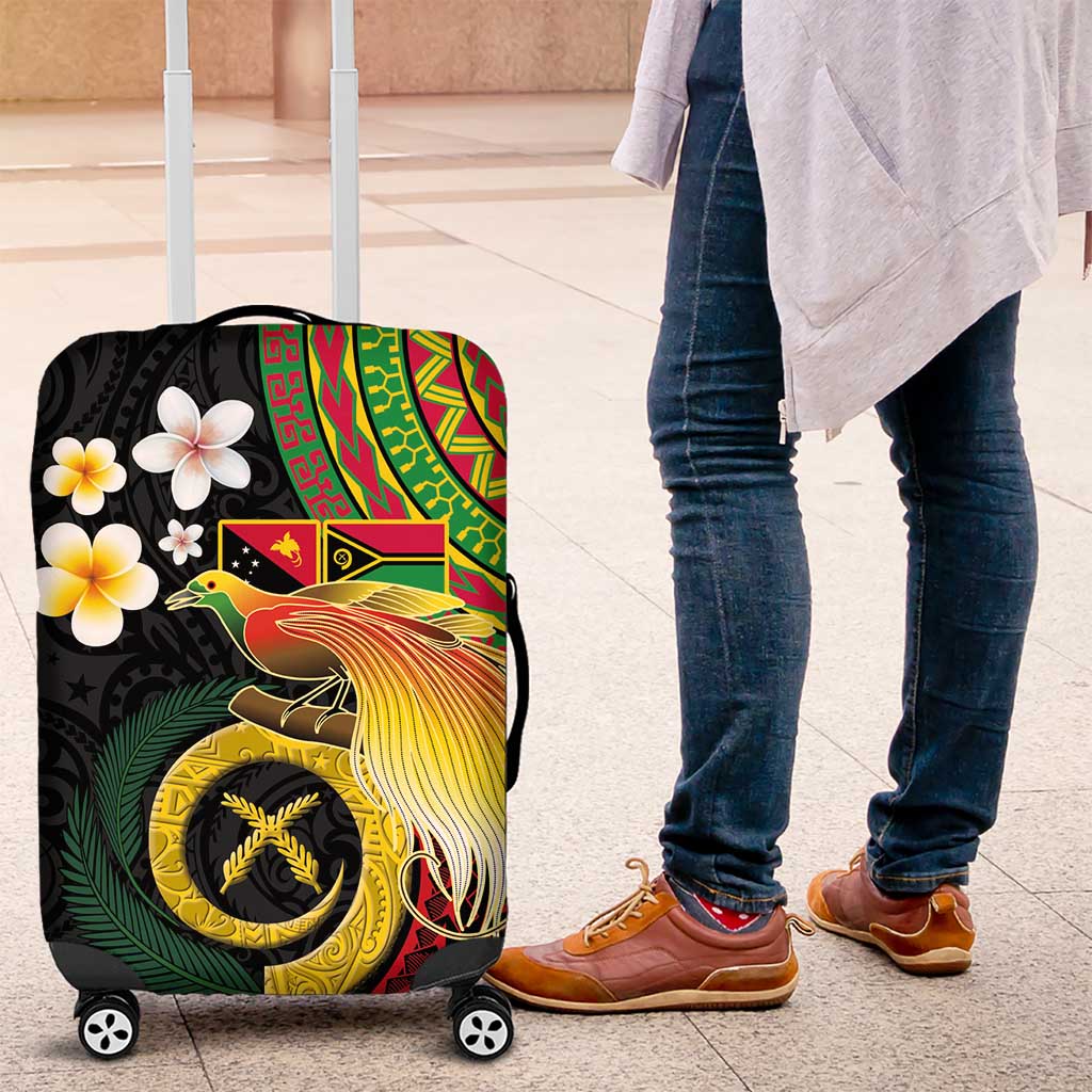 Vanuatu and Papua New Guinea Together Luggage Cover Bird-of-paradise and Pig Tusk Melanesian Pattern