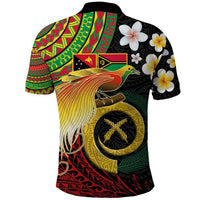 Vanuatu and Papua New Guinea Together Polo Shirt Bird-of-paradise and Pig Tusk Melanesian Pattern