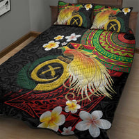 Vanuatu and Papua New Guinea Together Quilt Bed Set Bird-of-paradise and Pig Tusk Melanesian Pattern