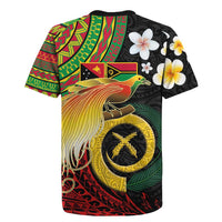 Vanuatu and Papua New Guinea Together Rugby Jersey Bird-of-paradise and Pig Tusk Melanesian Pattern