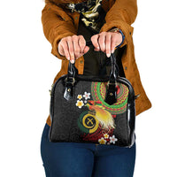 Vanuatu and Papua New Guinea Together Shoulder Handbag Bird-of-paradise and Pig Tusk Melanesian Pattern