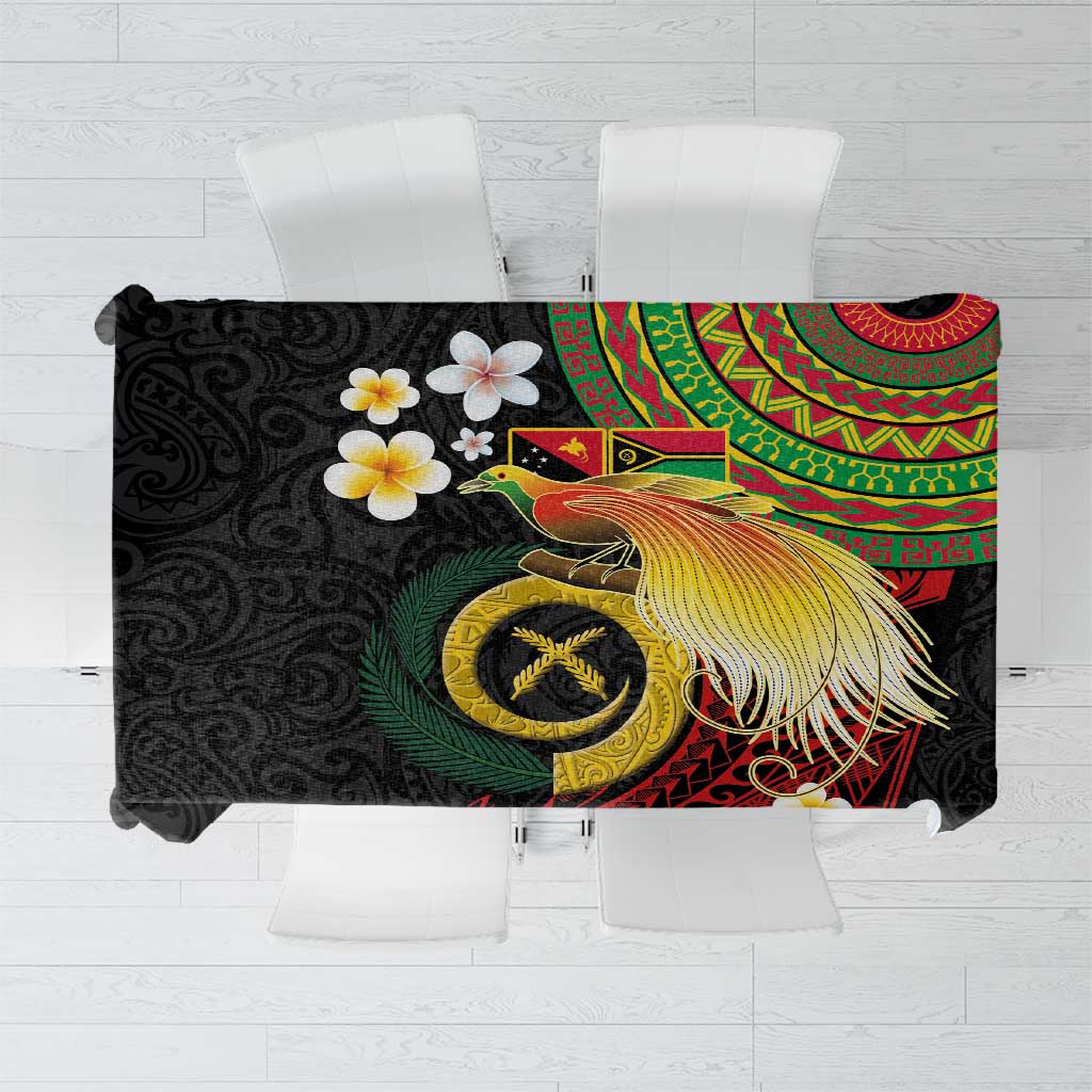 Vanuatu and Papua New Guinea Together Tablecloth Bird-of-paradise and Pig Tusk Melanesian Pattern