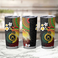 Vanuatu and Papua New Guinea Together Tumbler Cup Bird-of-paradise and Pig Tusk Melanesian Pattern