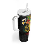 Vanuatu and Papua New Guinea Together Tumbler With Handle Bird-of-paradise and Pig Tusk Melanesian Pattern