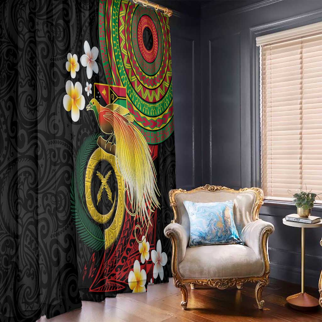 Vanuatu and Papua New Guinea Together Window Curtain Bird-of-paradise and Pig Tusk Melanesian Pattern