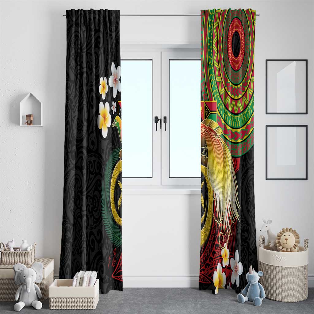 Vanuatu and Papua New Guinea Together Window Curtain Bird-of-paradise and Pig Tusk Melanesian Pattern