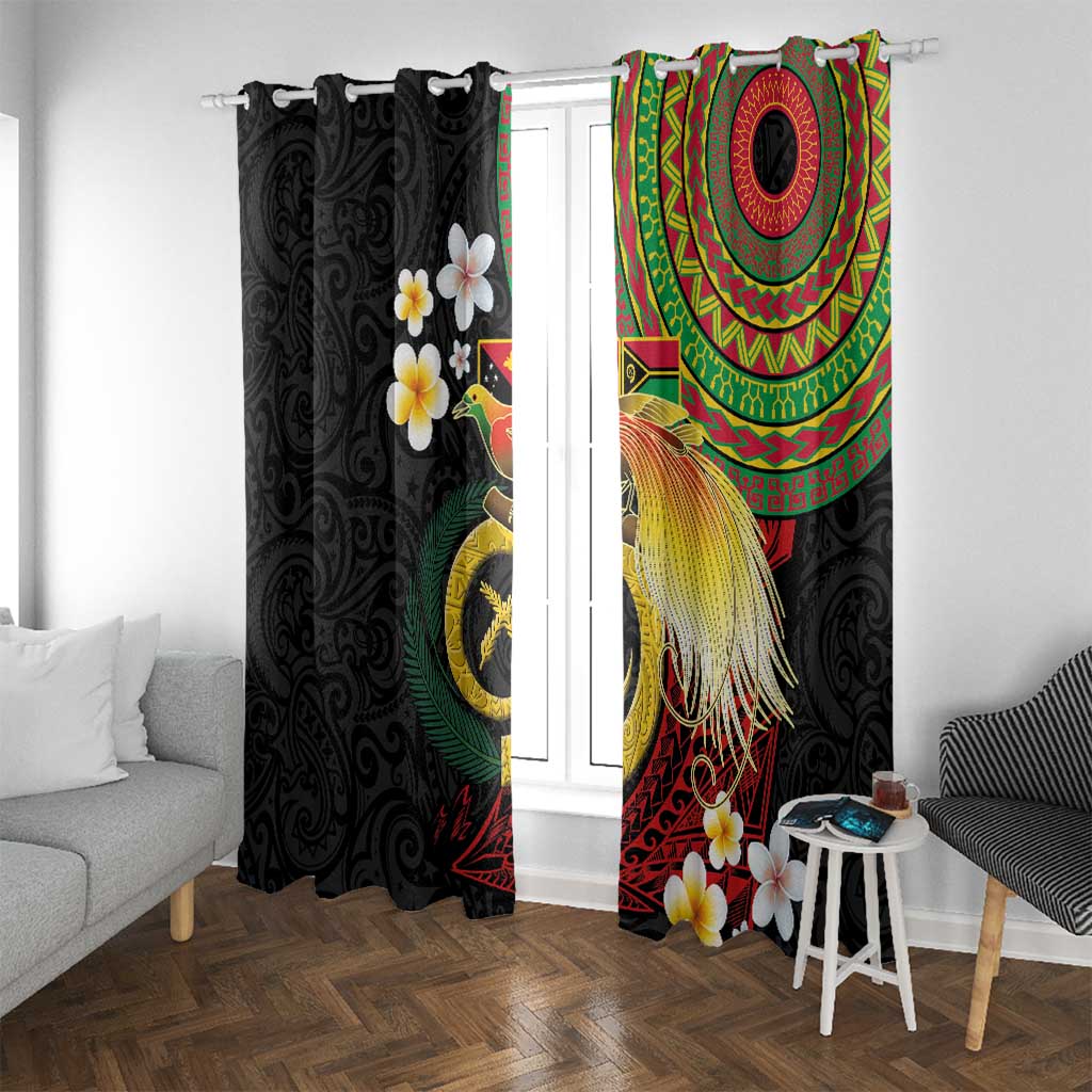 Vanuatu and Papua New Guinea Together Window Curtain Bird-of-paradise and Pig Tusk Melanesian Pattern
