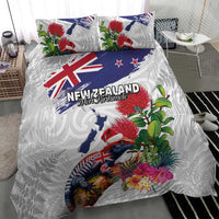 New Zealand Christmas Bedding Set Meri Kirihimete-Tuatara and Pohutukawa White Color