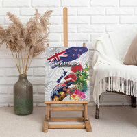 New Zealand Christmas Canvas Wall Art Meri Kirihimete-Tuatara and Pohutukawa White Color