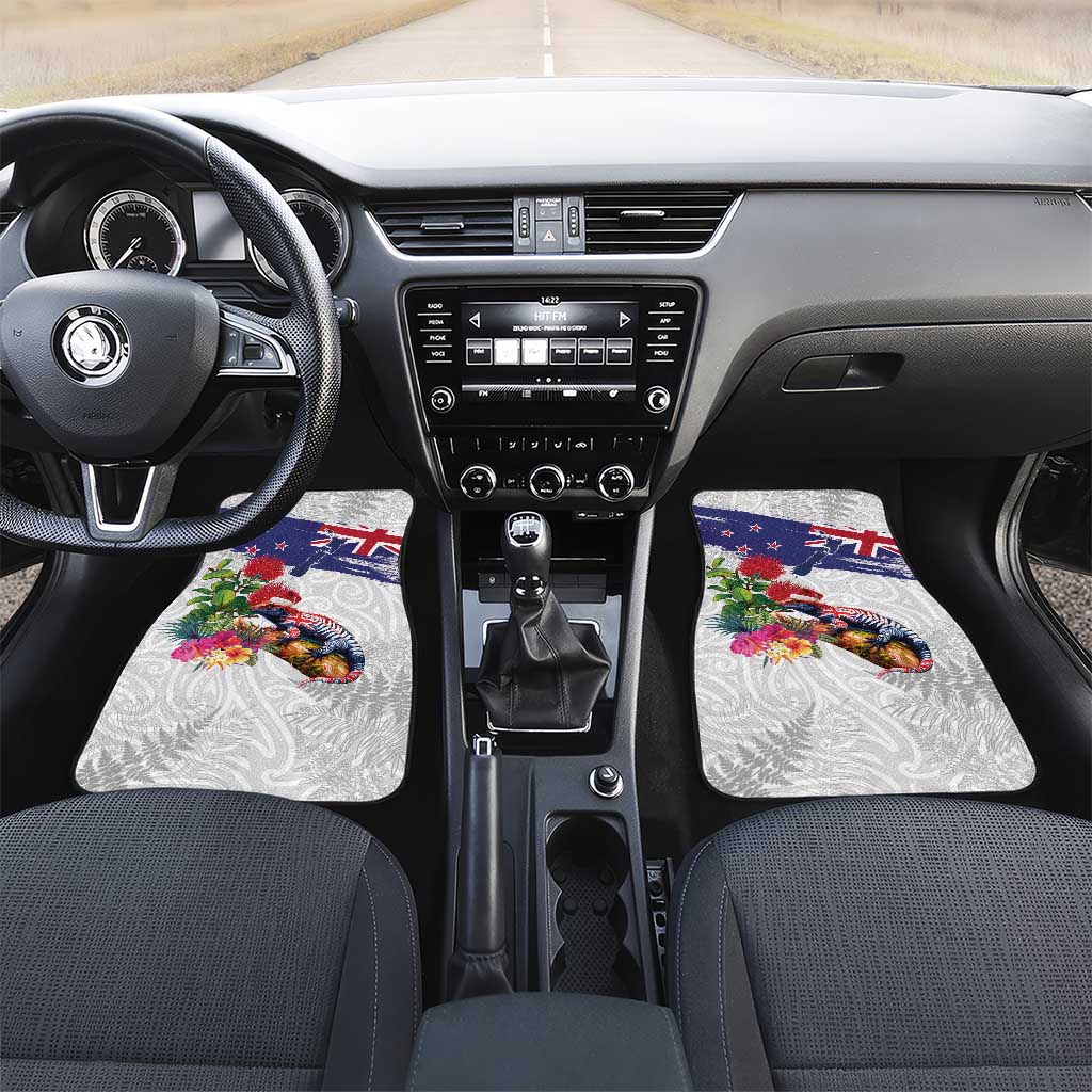 New Zealand Christmas Car Mats Meri Kirihimete-Tuatara and Pohutukawa White Color