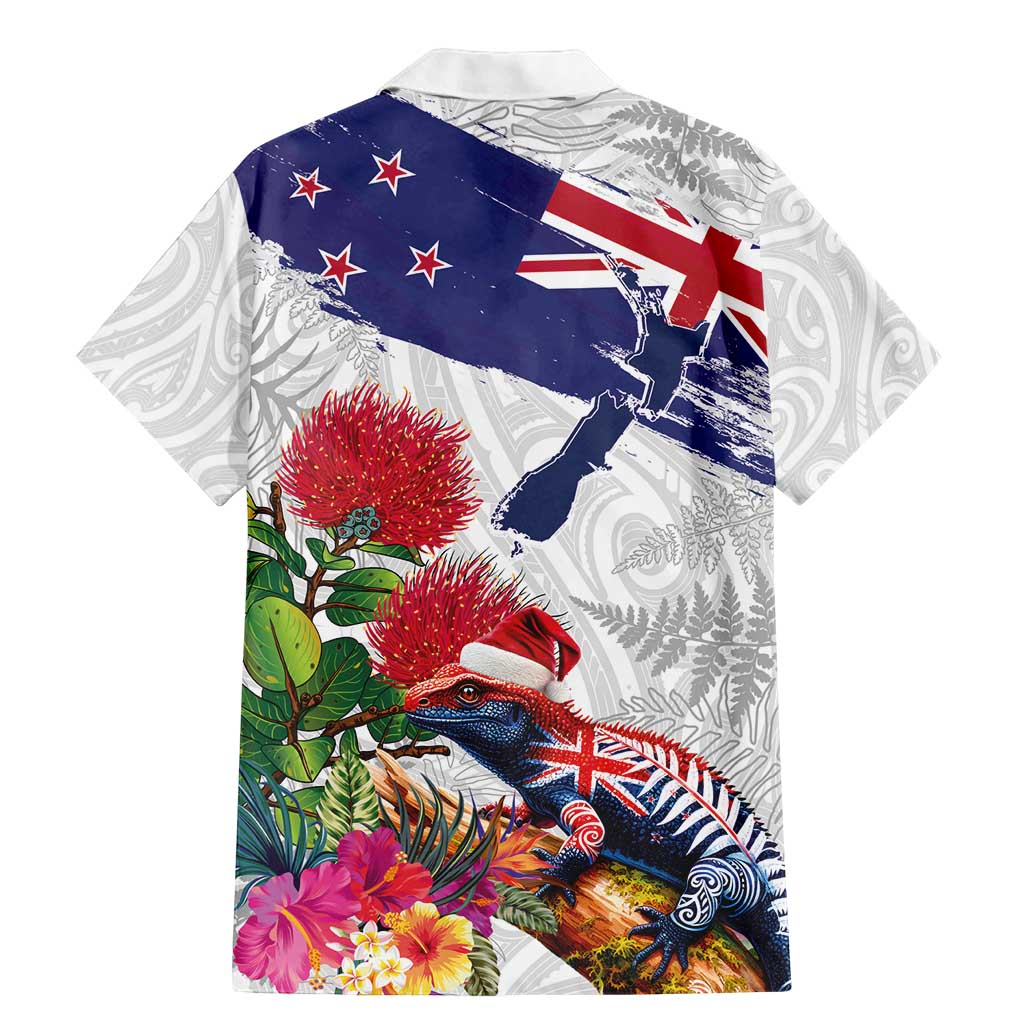 New Zealand Christmas Family Matching Mermaid Dress and Hawaiian Shirt Meri Kirihimete-Tuatara and Pohutukawa White Color