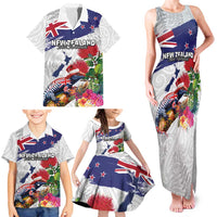 New Zealand Christmas Family Matching Tank Maxi Dress and Hawaiian Shirt Meri Kirihimete-Tuatara and Pohutukawa White Color