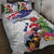 New Zealand Christmas Quilt Bed Set Meri Kirihimete-Tuatara and Pohutukawa White Color