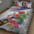New Zealand Christmas Quilt Bed Set Meri Kirihimete-Tuatara and Pohutukawa White Color